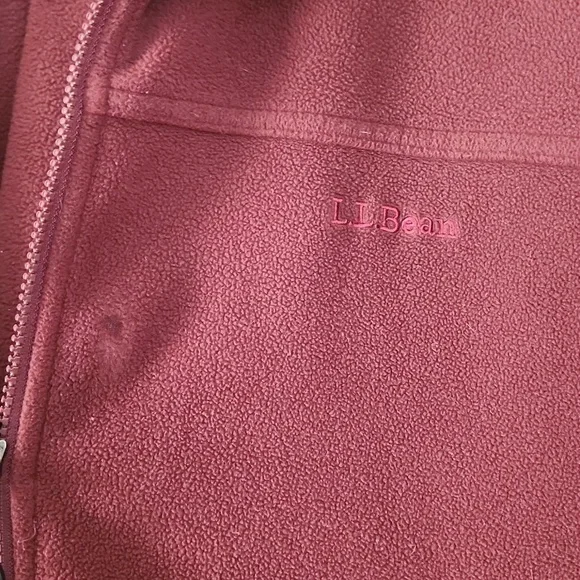 L.L. Bean Zip Up Burgundy Fleece XLT - Picture 3 of 8